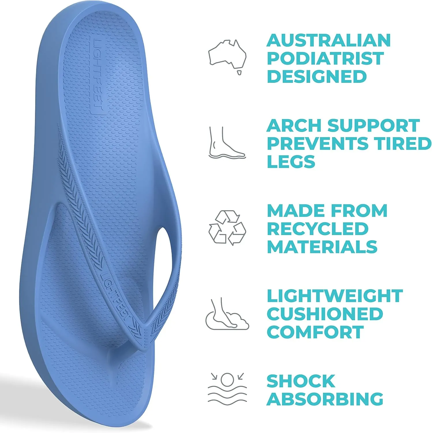 LightFeet Arch Support Flip Flops – Australian Podiatrists Designed FlipFlops for Women & Men Prevent Tired Aching Legs | Unisex Orthotic Plantar Fasciitis Flip Flops Made From Recycled Materials