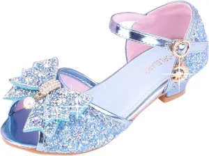 Little Girls Dress Pumps Glitter Sequins Princess Low Heels Princess Dress Shoes Party Dance Shoes Rhinestone Sandals