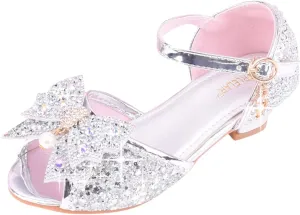 Little Girls Dress Pumps Glitter Sequins Princess Low Heels Princess Dress Shoes Party Dance Shoes Rhinestone Sandals