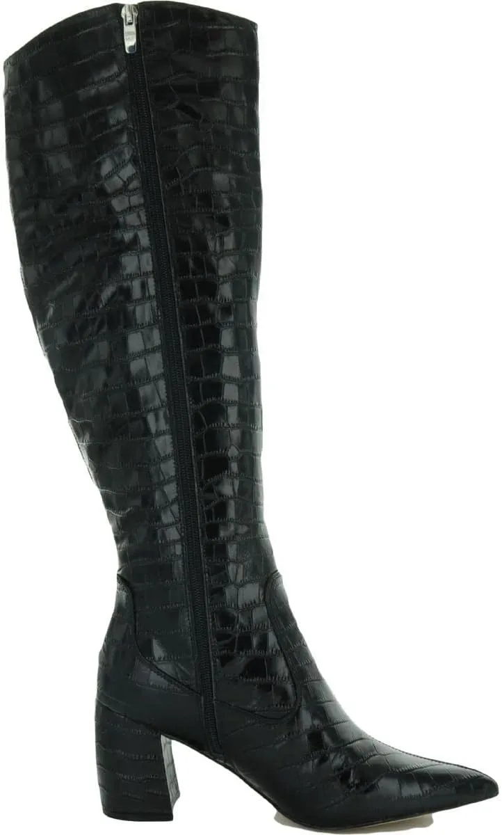 Marc Fisher Womens Retie 4 Leather Embossed Over-The-Knee Boots