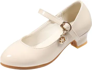 Mary Jane Heels for Girls School Shoes Little Girls Dress Shoes Party Wedding Flats for Kids Leather Shoes