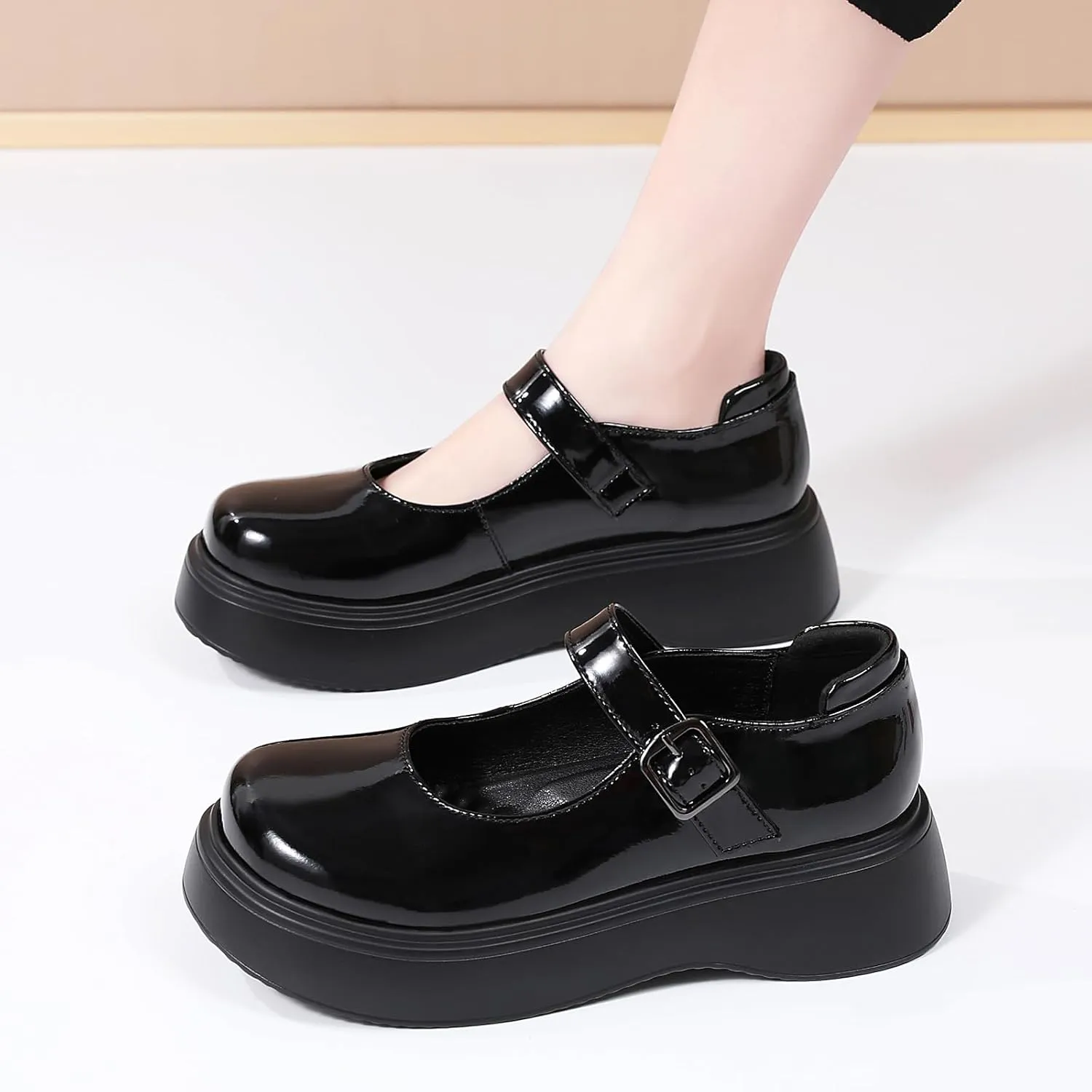 Mary Jane Shoes Women Chunky Mary Janes for Women Ladies Platform Flats Comfortable Low Heels Dressy Pumps Casual Work Shoes