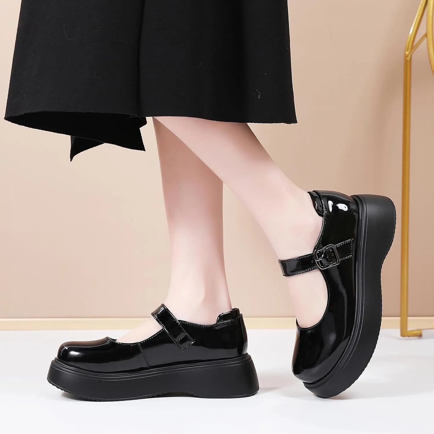 Mary Jane Shoes Women Chunky Mary Janes for Women Ladies Platform Flats Comfortable Low Heels Dressy Pumps Casual Work Shoes
