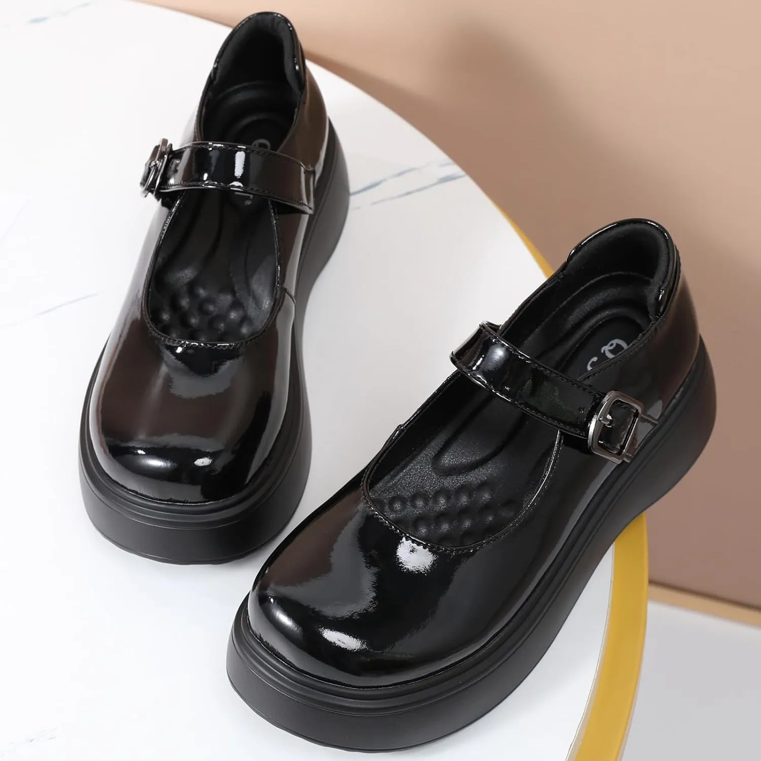 Mary Jane Shoes Women Chunky Mary Janes for Women Ladies Platform Flats Comfortable Low Heels Dressy Pumps Casual Work Shoes