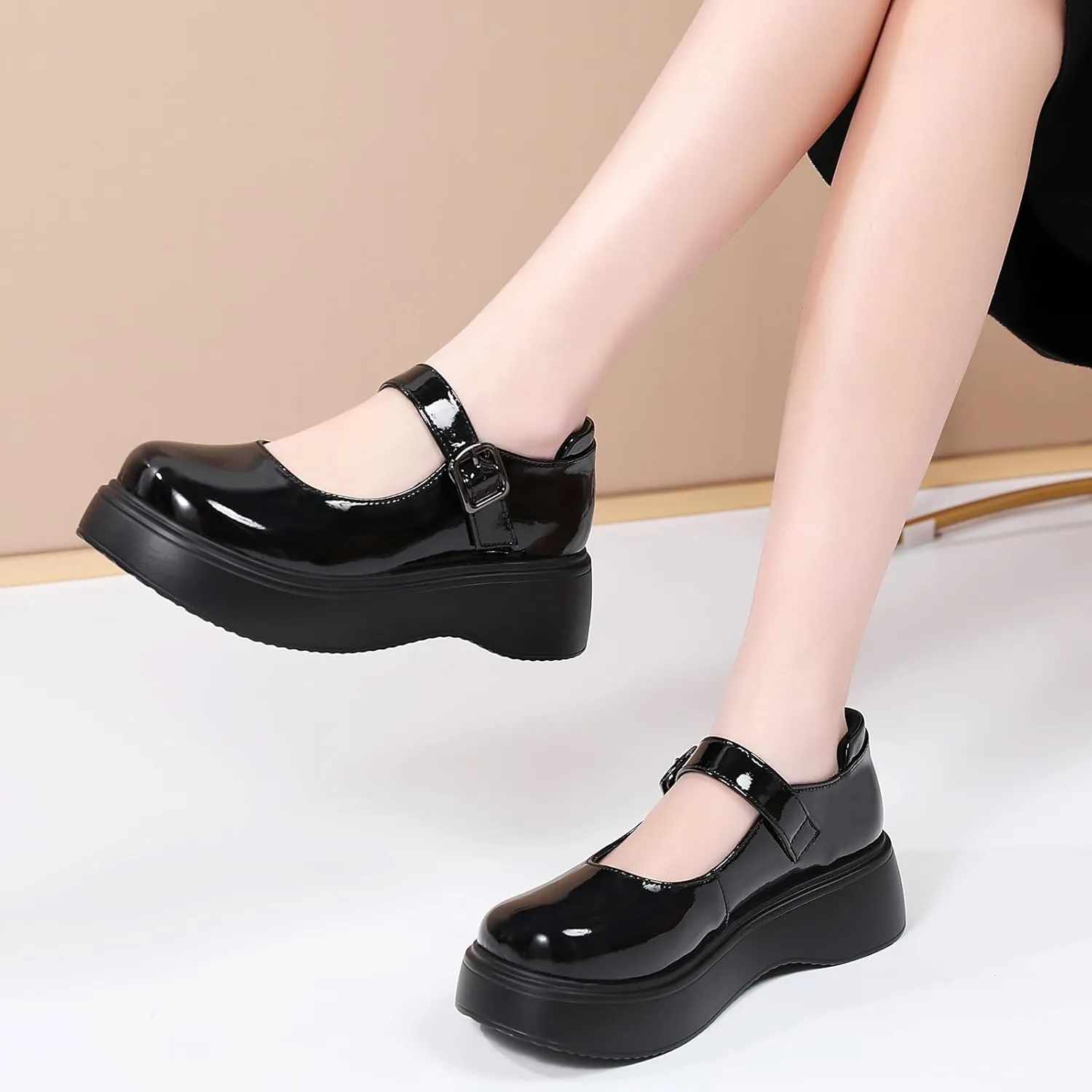 Mary Jane Shoes Women Chunky Mary Janes for Women Ladies Platform Flats Comfortable Low Heels Dressy Pumps Casual Work Shoes