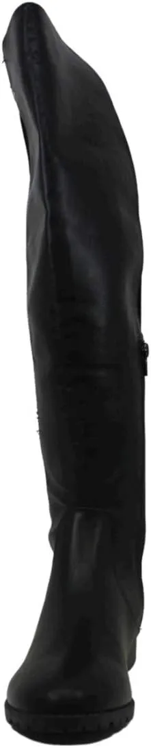 Material Girl Womens Webby Mixed Media Studded Over-The-Knee Boots