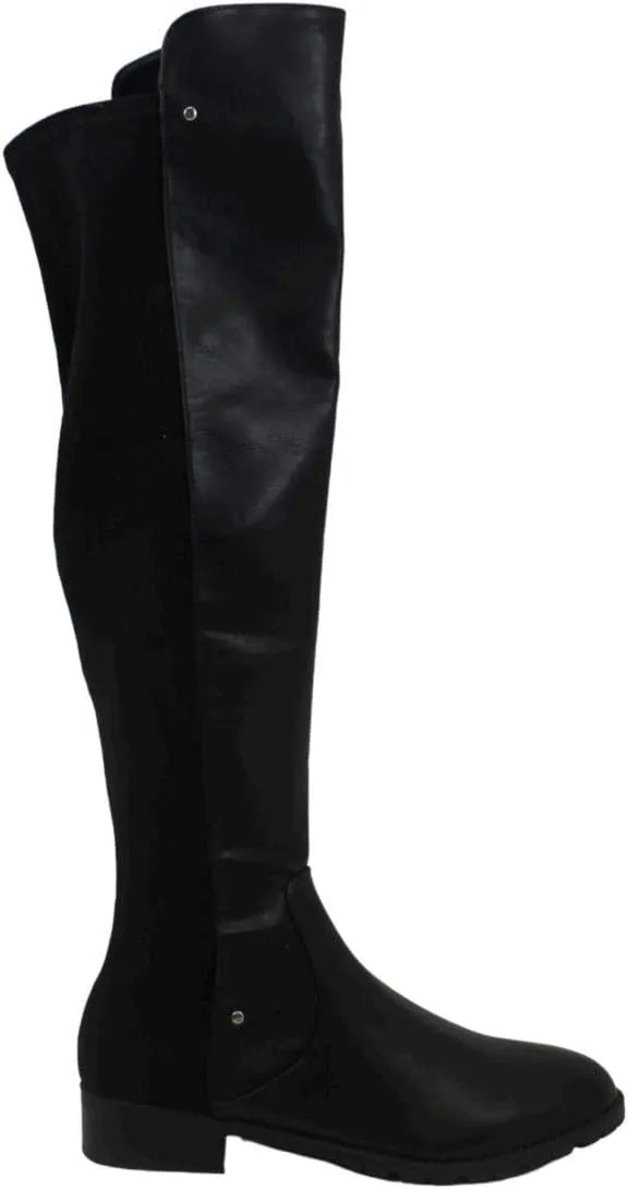 Material Girl Womens Webby Mixed Media Studded Over-The-Knee Boots