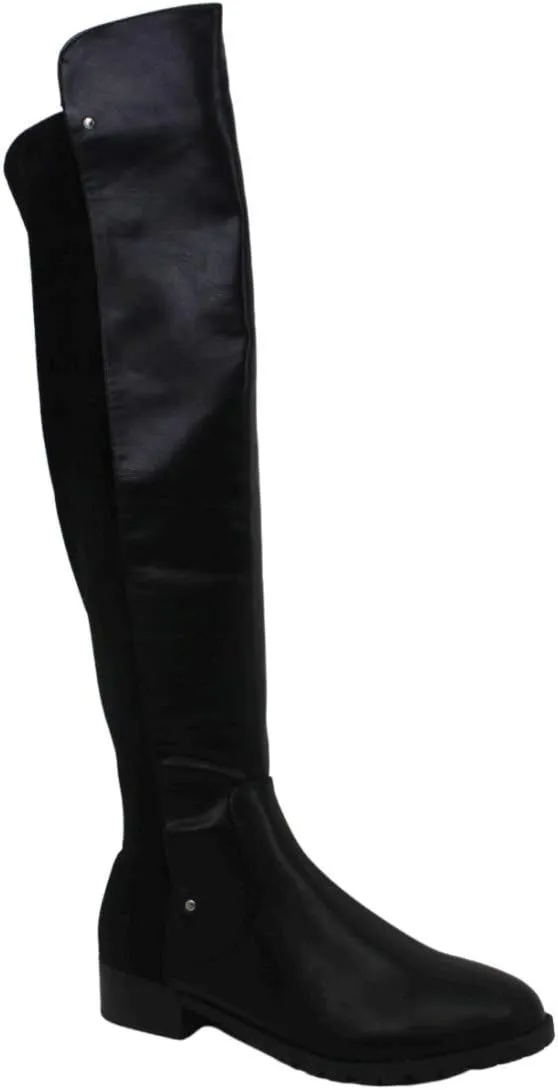 Material Girl Womens Webby Mixed Media Studded Over-The-Knee Boots
