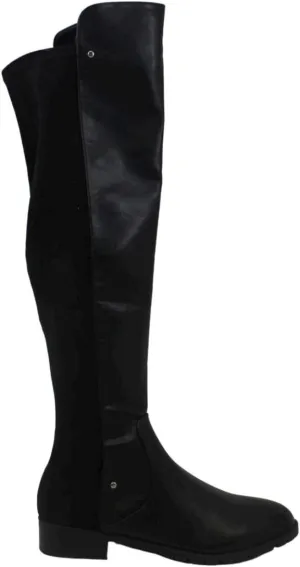 Material Girl Womens Webby Mixed Media Studded Over-The-Knee Boots