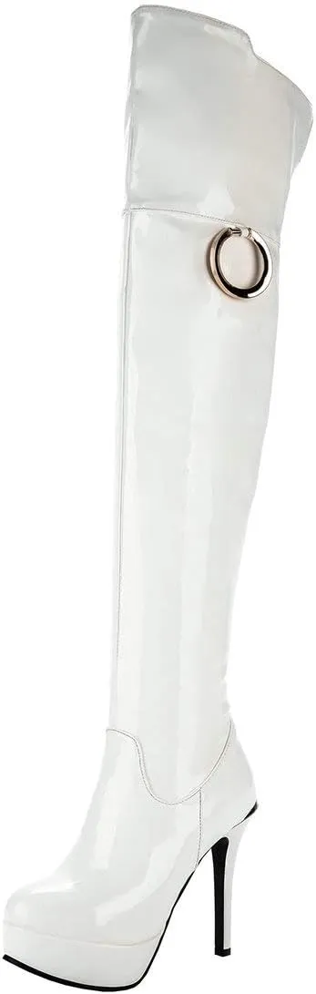 MAVMAX Women's Wide Calf Thigh High Platform Stilettos Over The Knee Boots
