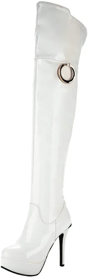 MAVMAX Women's Wide Calf Thigh High Platform Stilettos Over The Knee Boots