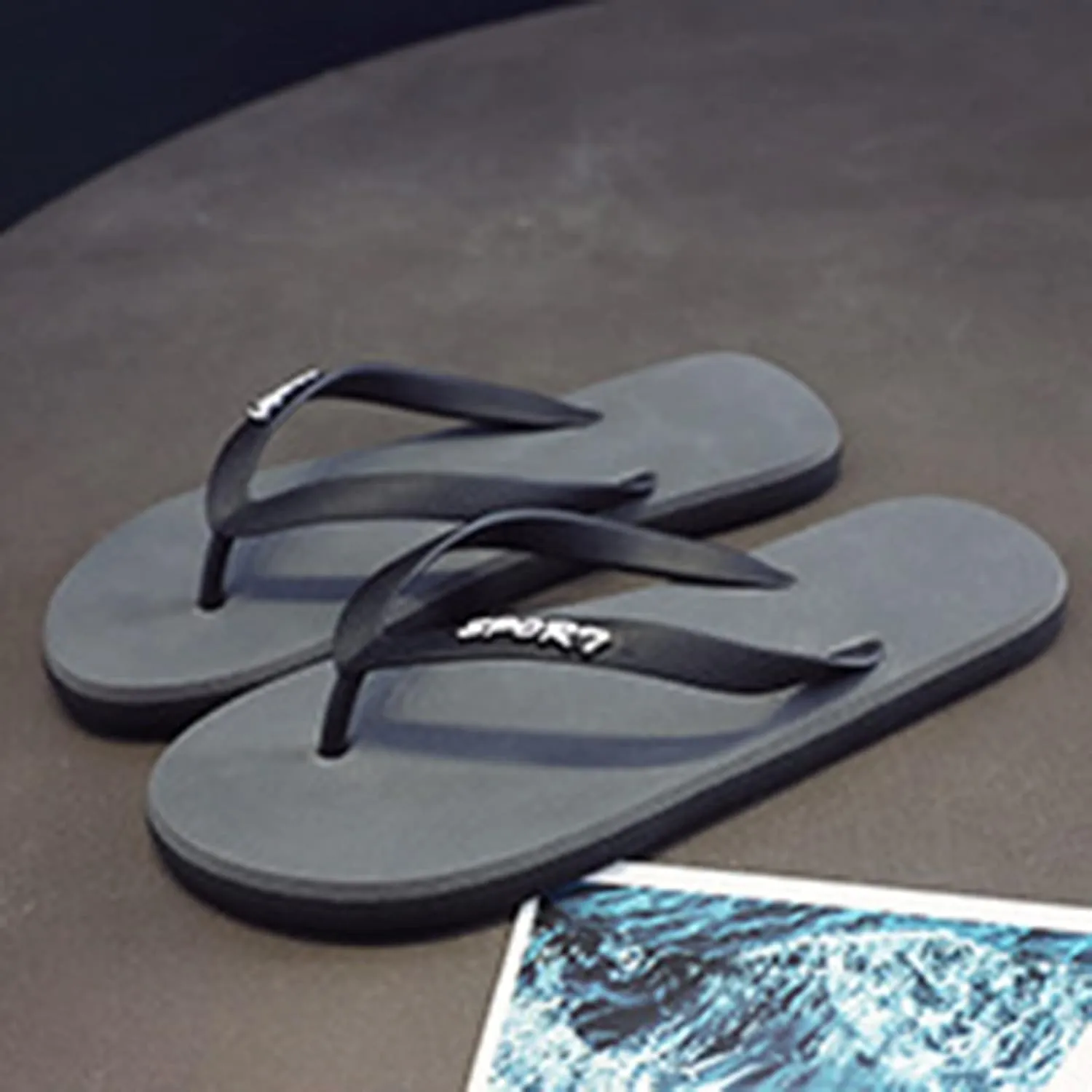 Men Fashionable Flat Toe Flip Flops Flat Beach Flip Flops Fashion Toe Flip Flops Sandals Light Walking Sandals, 8