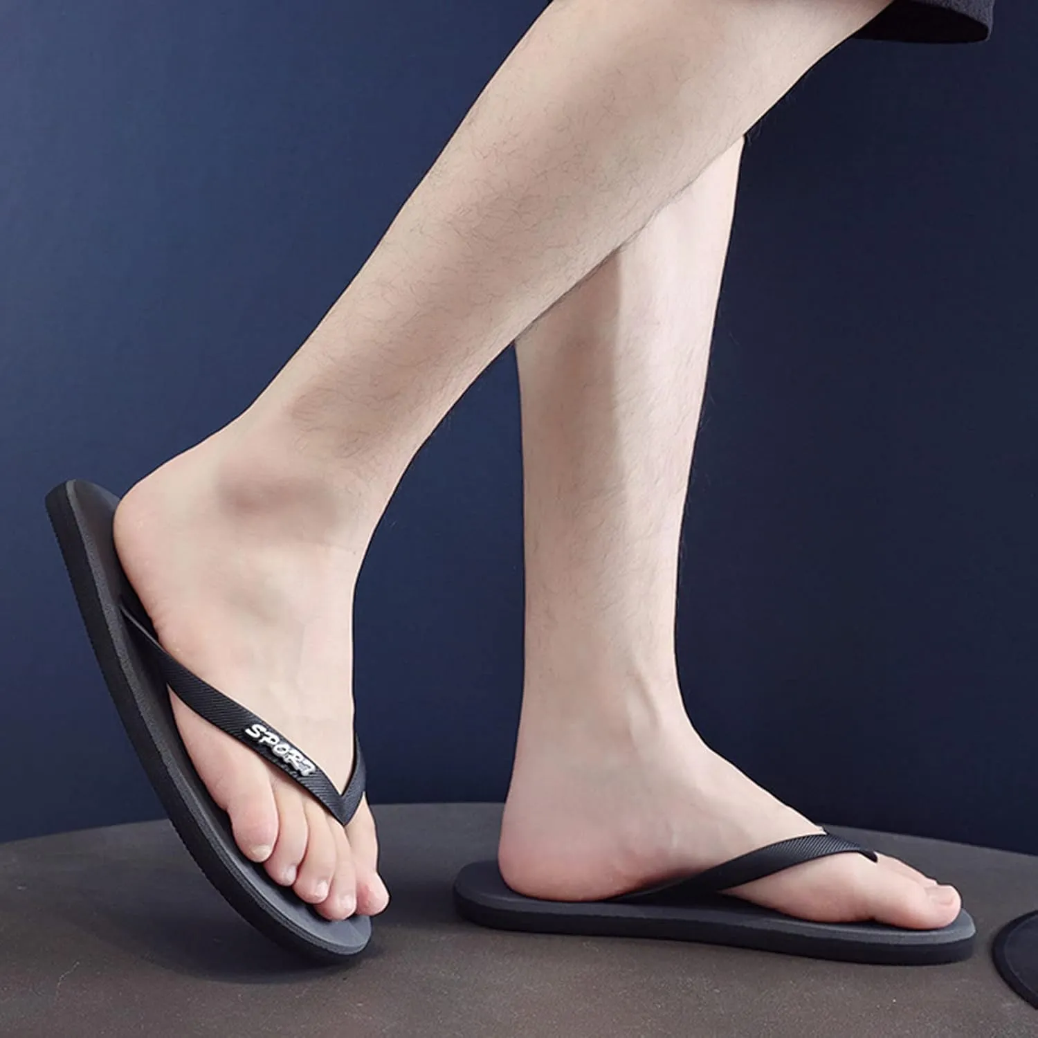 Men Fashionable Flat Toe Flip Flops Flat Beach Flip Flops Fashion Toe Flip Flops Sandals Light Walking Sandals, 8