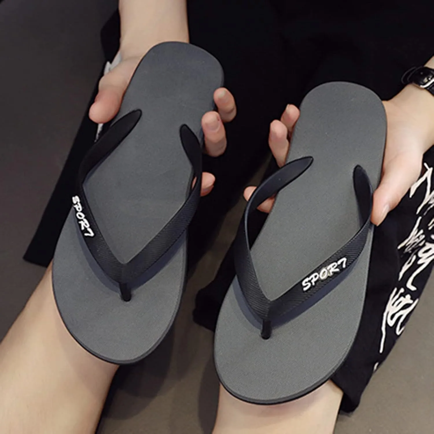 Men Fashionable Flat Toe Flip Flops Flat Beach Flip Flops Fashion Toe Flip Flops Sandals Light Walking Sandals, 8