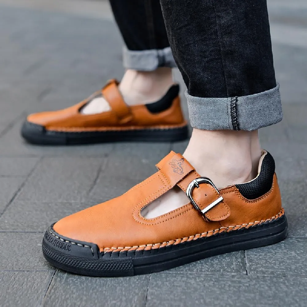 Mens Leather Loafers Comfortable Non-Slip Driving Shoes Lightweight Breathable Casual Oxford Shoes