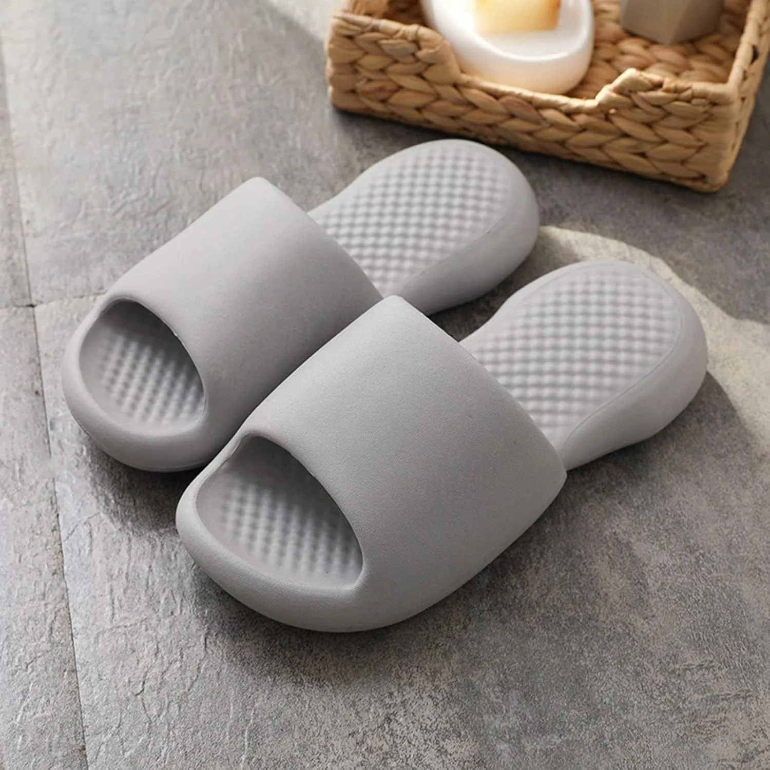 Mens Womens Non Slip Quick Drying Shower Slides Bathroom Sandals Ultra Cushion Thick Sole Cloud Slippers for Women and Men Ultra Soft Foldable Travel Slippers Lightweight Vacation Accessories