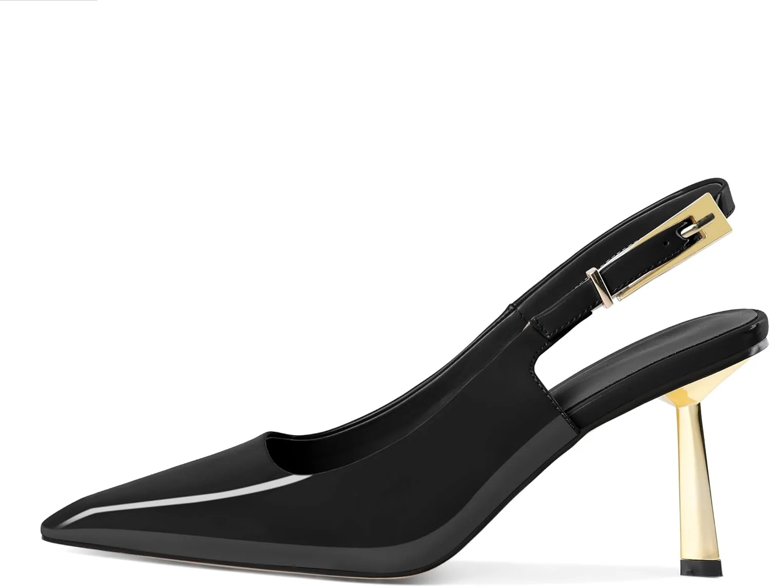 Mettesally Women's Slingback Stiletto High Heels Square Toe Metal Buckle Patent Pumps Formal Fashion Stylish Dress Shoes for Women