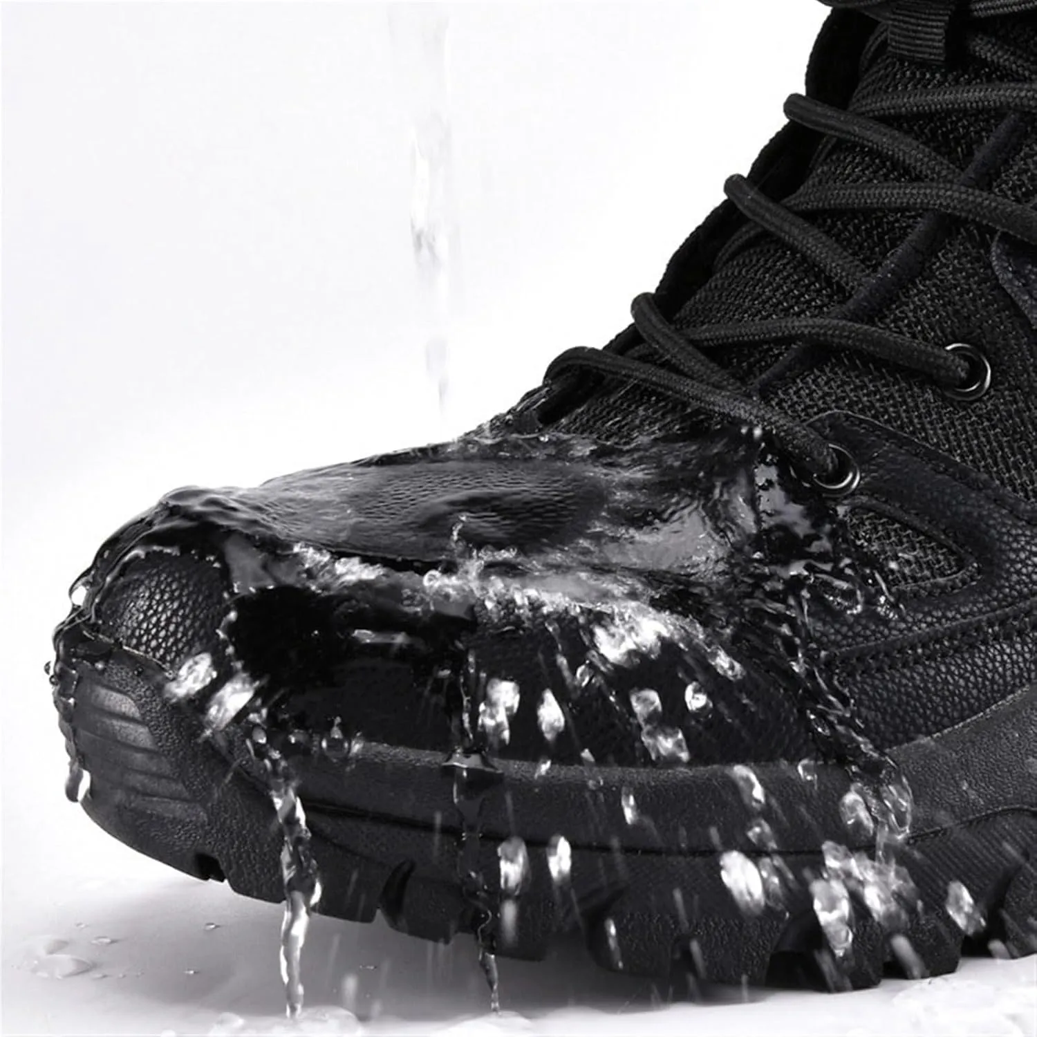 Military Boots for Men, Men's Plus Size Winter Warm Waterproof Boots High Combat Boots, Mens Winter Sole Lace Up Non Slip Snow Boots, for Outdoor Athletic Cold Weather