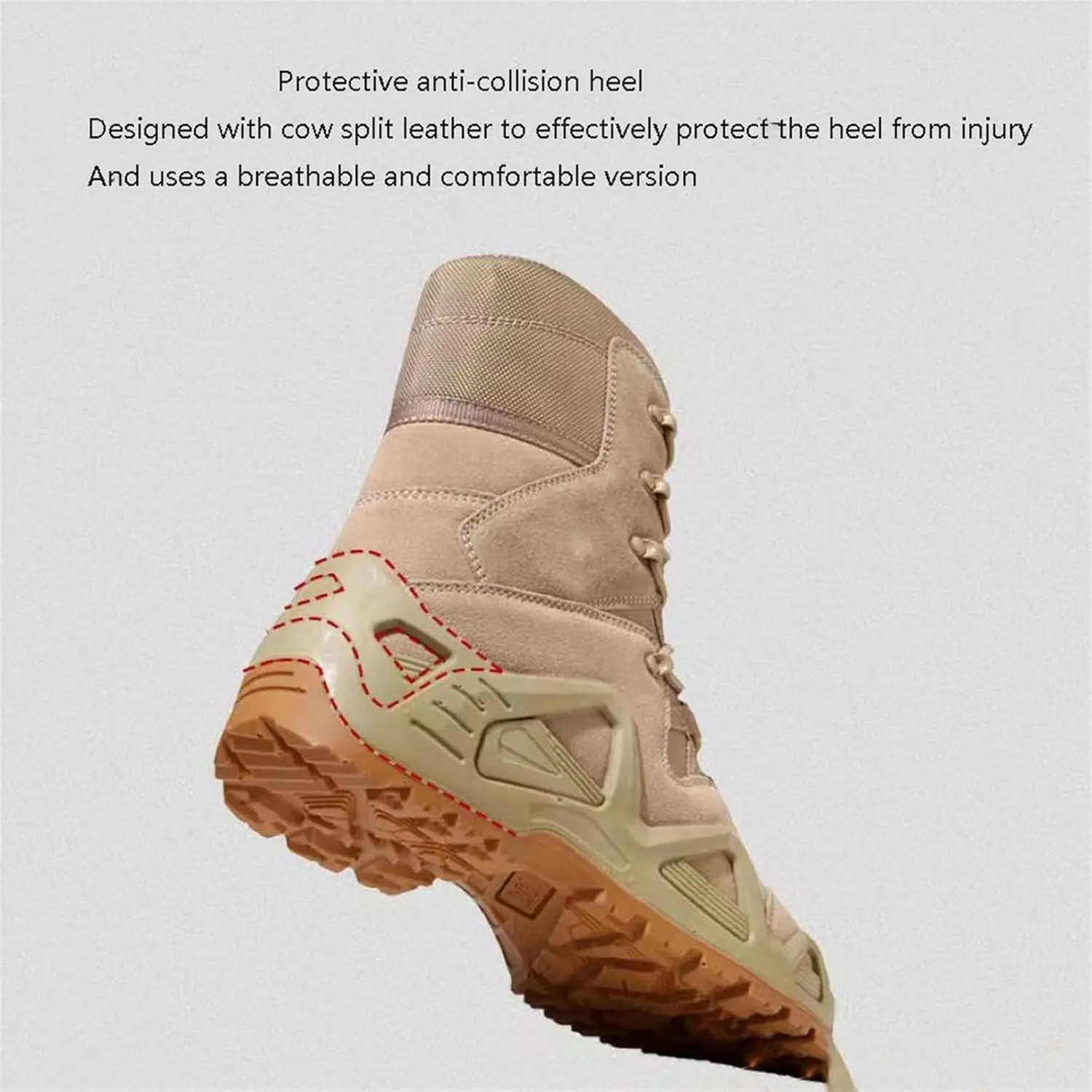 Military Work Boots, Men's Lace Up Breathable High Top Waterproof Combat Boots, Desert Combat Army Combat Boots, for Hiking, Motorcycle, Climbing, Army Training