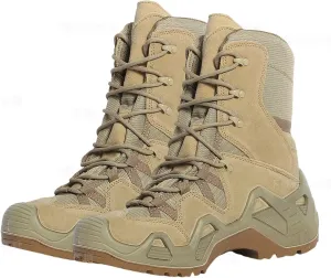 Military Work Boots, Men's Lace Up Breathable High Top Waterproof Combat Boots, Desert Combat Army Combat Boots, for Hiking, Motorcycle, Climbing, Army Training