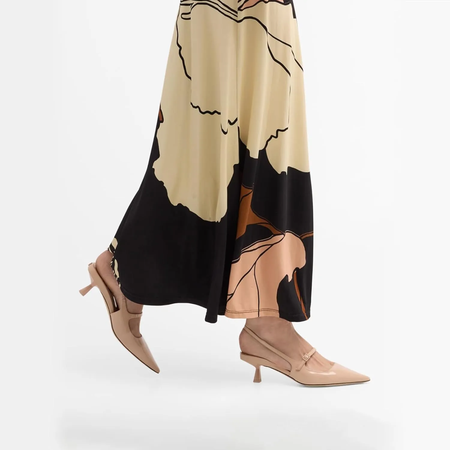 MIRAAZZURRA Slingback Kitten Heels Pumps Pointed Toe Low Heel Slip On Dress Shoes with Buckle Strap for Dating Party Working