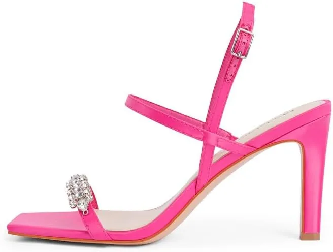 Modatope Strappy Sandals for Women Rhinestine Heelded Sandals for Women High Heel Women Open Toe Ankle Strp Sandals Size 6