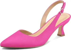 mysoft Women's Pumps Slingback Kitten Heels Pointed Toe Sexy Wedding Party Dress Pump Shoes
