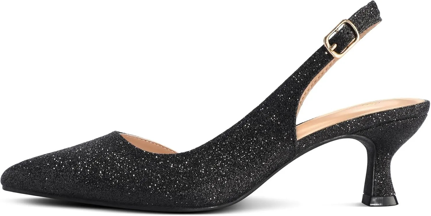 mysoft Women's Pumps Slingback Kitten Heels Pointed Toe Sexy Wedding Party Dress Pump Shoes