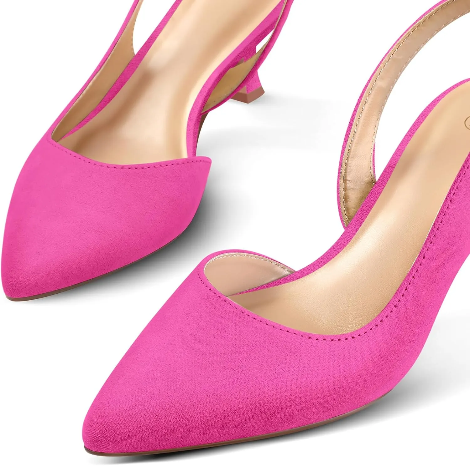 mysoft Women's Pumps Slingback Kitten Heels Pointed Toe Sexy Wedding Party Dress Pump Shoes