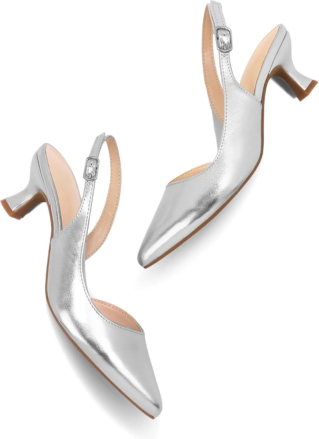 mysoft Women's Pumps Slingback Kitten Heels Pointed Toe Sexy Wedding Party Dress Pump Shoes