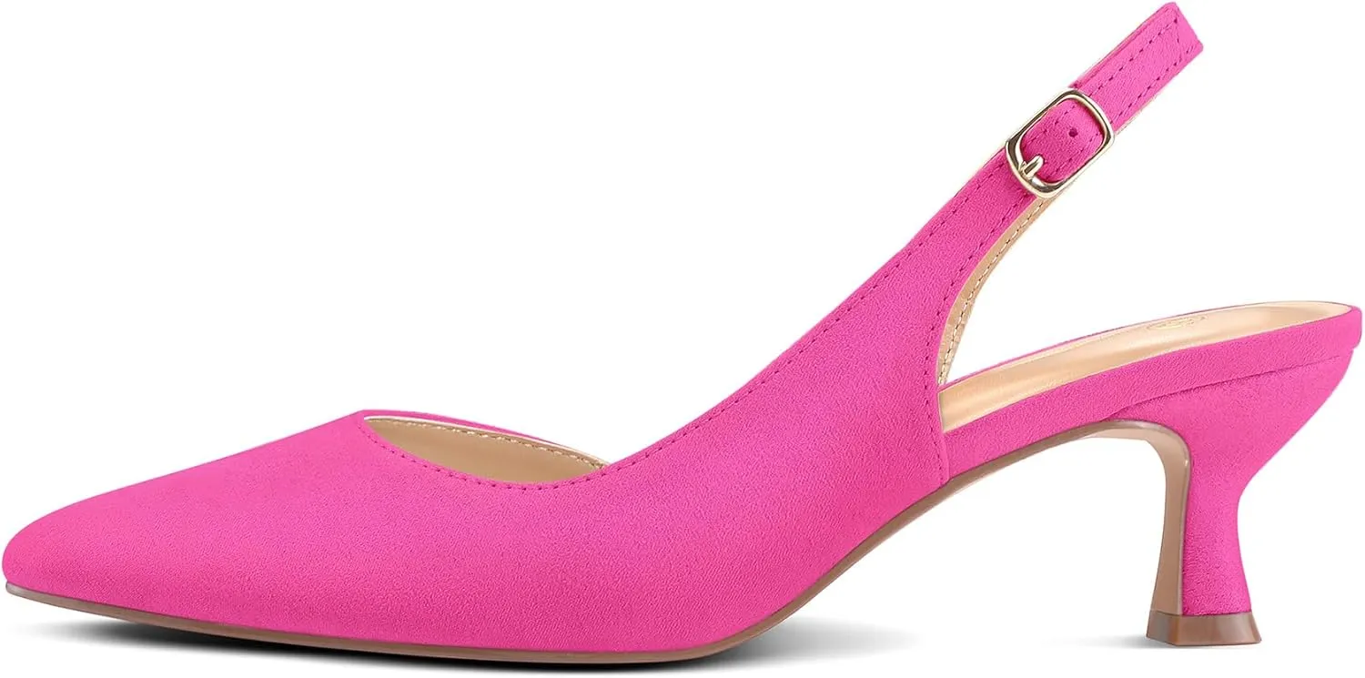 mysoft Women's Pumps Slingback Kitten Heels Pointed Toe Sexy Wedding Party Dress Pump Shoes
