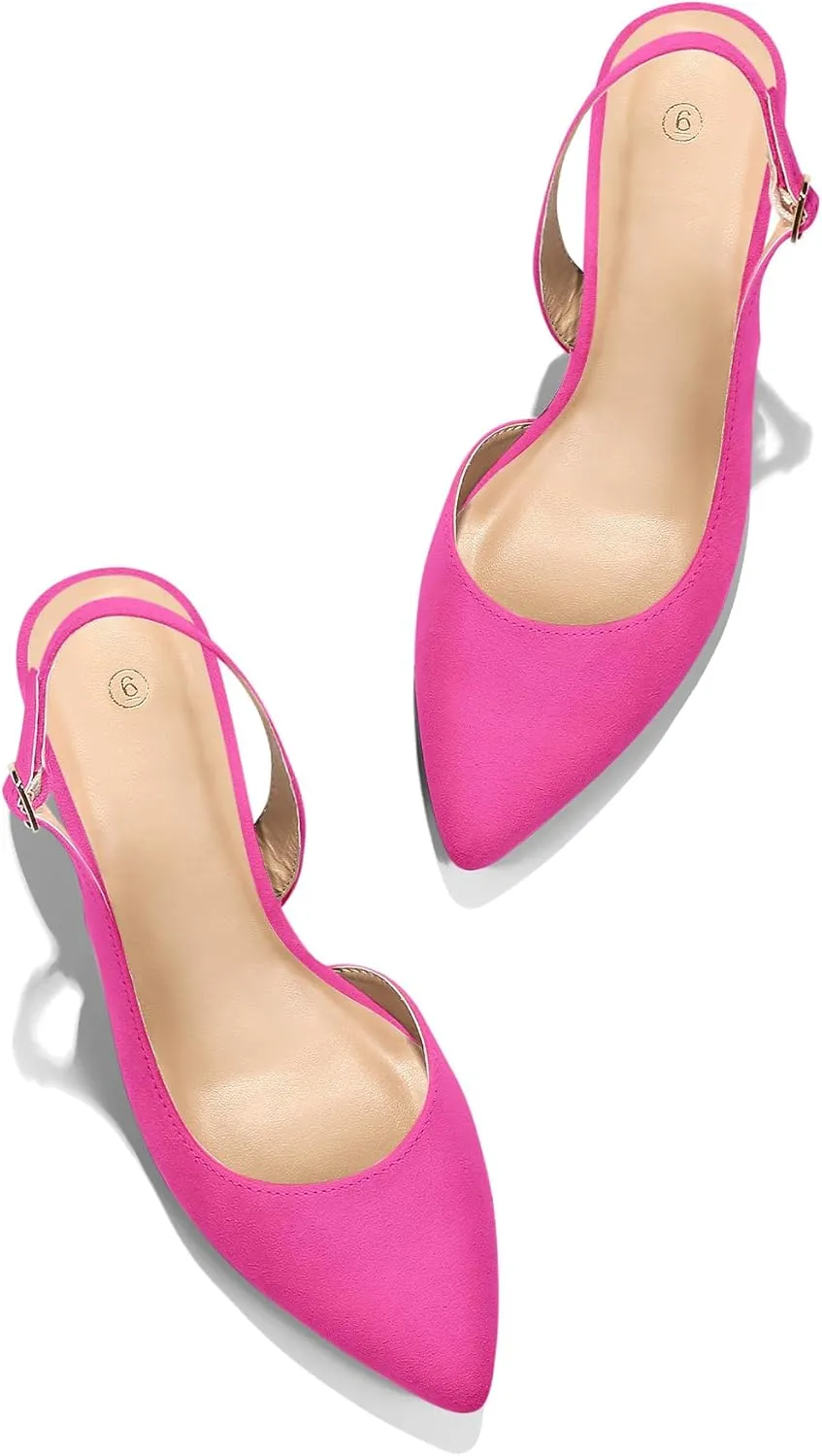 mysoft Women's Pumps Slingback Kitten Heels Pointed Toe Sexy Wedding Party Dress Pump Shoes