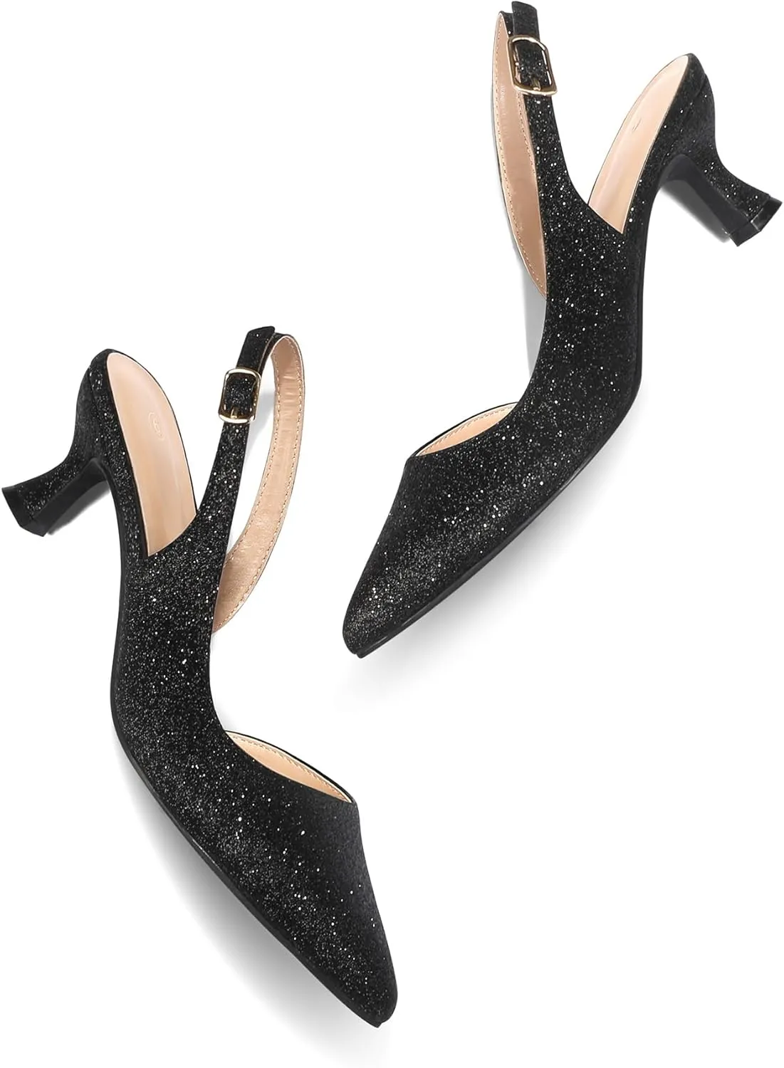 mysoft Women's Pumps Slingback Kitten Heels Pointed Toe Sexy Wedding Party Dress Pump Shoes