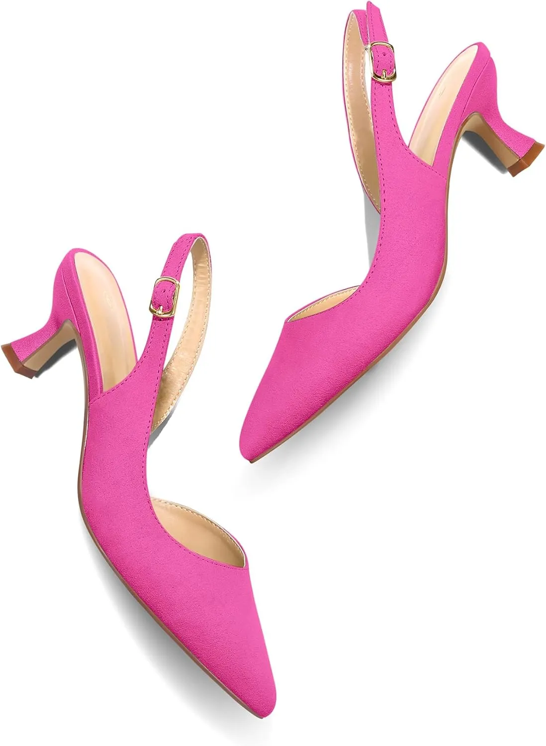 mysoft Women's Pumps Slingback Kitten Heels Pointed Toe Sexy Wedding Party Dress Pump Shoes