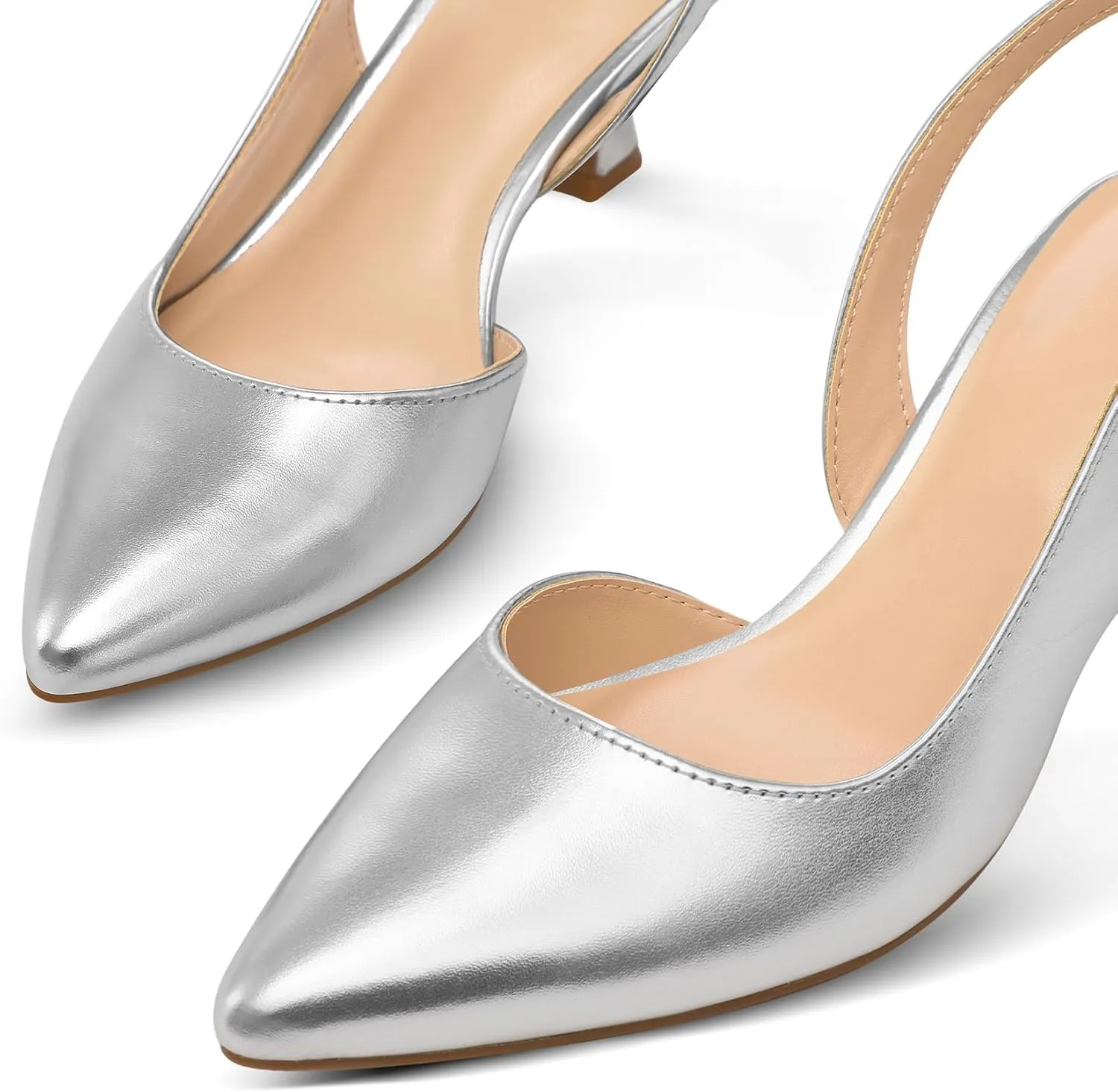 mysoft Women's Pumps Slingback Kitten Heels Pointed Toe Sexy Wedding Party Dress Pump Shoes
