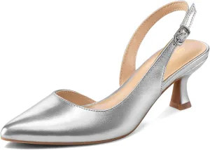 mysoft Women's Pumps Slingback Kitten Heels Pointed Toe Sexy Wedding Party Dress Pump Shoes