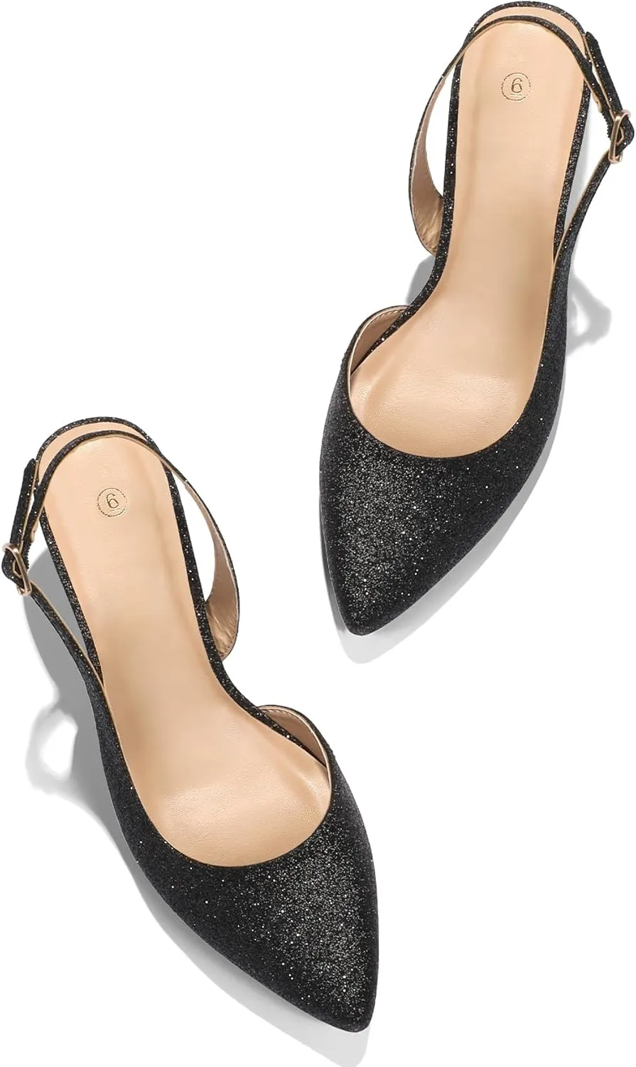 mysoft Women's Pumps Slingback Kitten Heels Pointed Toe Sexy Wedding Party Dress Pump Shoes