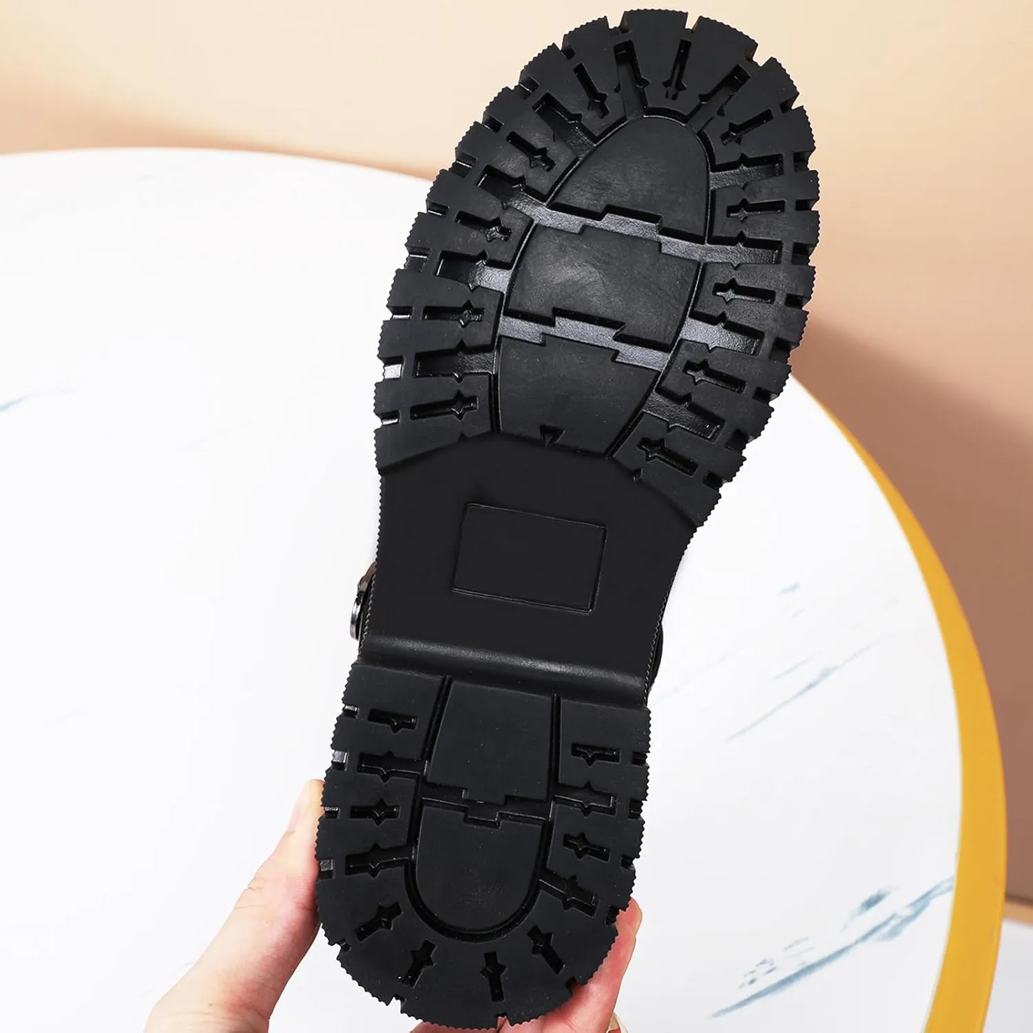 OKJ Platform Mary Janes for Women, Black Mary Jane Shoes Women Low Heels Matte Comfortable Flats Chunky Mary Janes for Women, Round Toe Dressy Casual Teens Kawaii Work Shoes