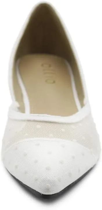Ollio Women's Shoes Faux Suede Floral Mesh Lace Breathables Pointed Toe Ballet Flats F90