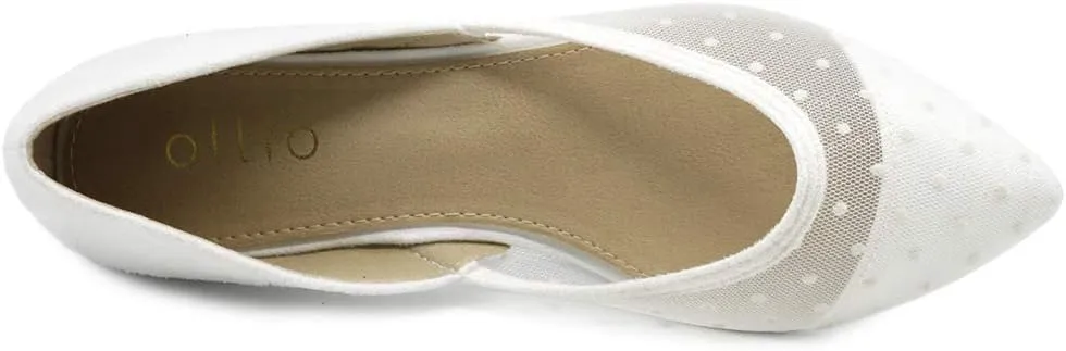 Ollio Women's Shoes Faux Suede Floral Mesh Lace Breathables Pointed Toe Ballet Flats F90