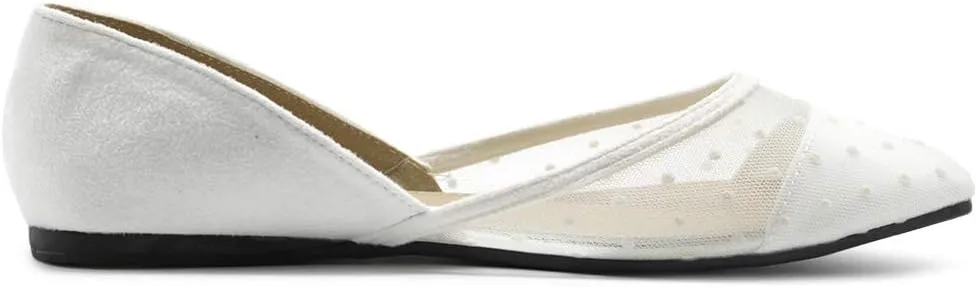 Ollio Women's Shoes Faux Suede Floral Mesh Lace Breathables Pointed Toe Ballet Flats F90