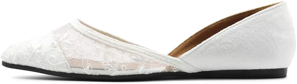 Ollio Women's Shoes Faux Suede Floral Mesh Lace Breathables Pointed Toe Ballet Flats F90