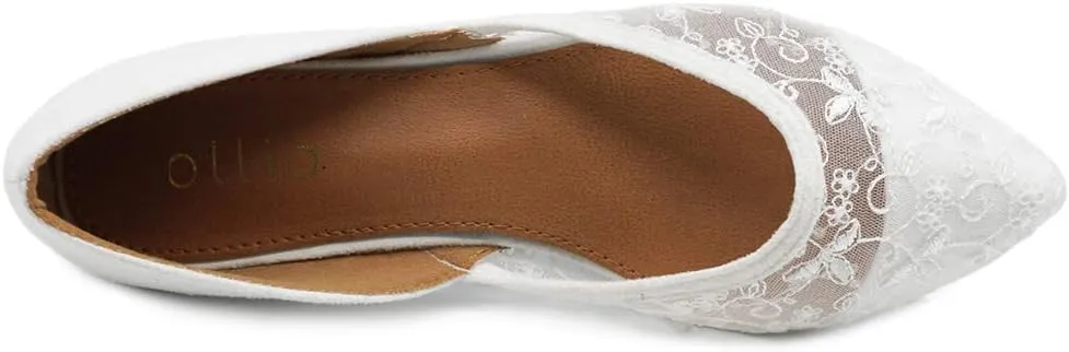 Ollio Women's Shoes Faux Suede Floral Mesh Lace Breathables Pointed Toe Ballet Flats F90