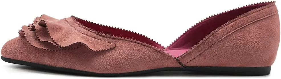 Ollio Women's Shoes Faux Suede Slip On Scallped Collar Pointed Toe Ballet Flats
