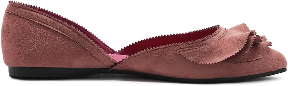 Ollio Women's Shoes Faux Suede Slip On Scallped Collar Pointed Toe Ballet Flats
