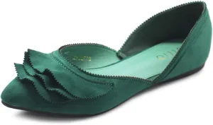 Ollio Women's Shoes Faux Suede Slip On Scallped Collar Pointed Toe Ballet Flats