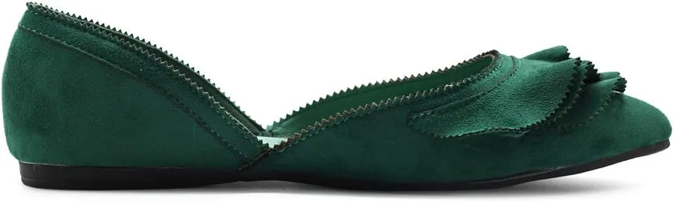 Ollio Women's Shoes Faux Suede Slip On Scallped Collar Pointed Toe Ballet Flats