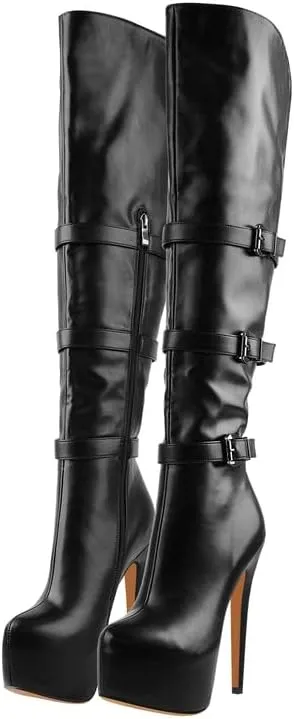 onlymaker Women's Ultra High Stiletto Platform Over the Knee Boots