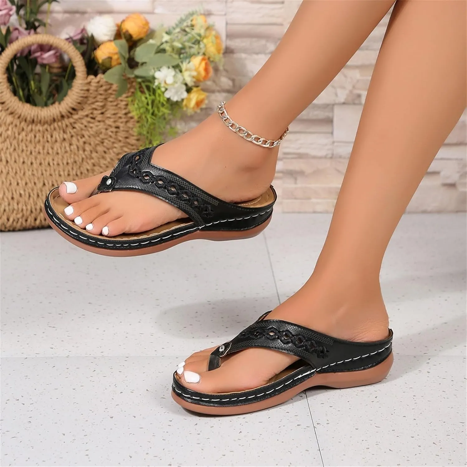 Orthopedic Sandals for Women 2025 Spring Platform Sandal Fashion Wedges Slip On Flip Flops Casual Comfortable Open Toe Dressy Summer Beach Shoes for Vacation