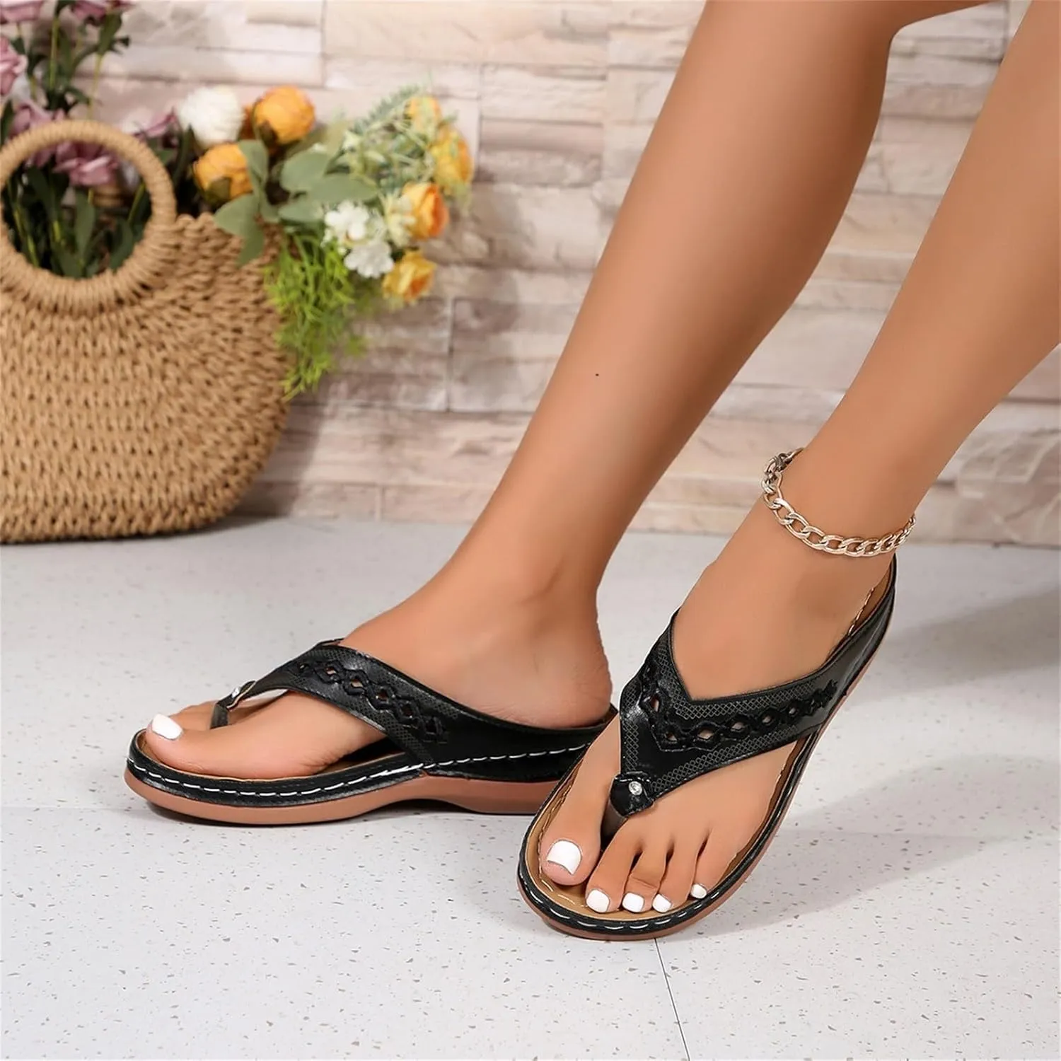 Orthopedic Sandals for Women 2025 Spring Platform Sandal Fashion Wedges Slip On Flip Flops Casual Comfortable Open Toe Dressy Summer Beach Shoes for Vacation